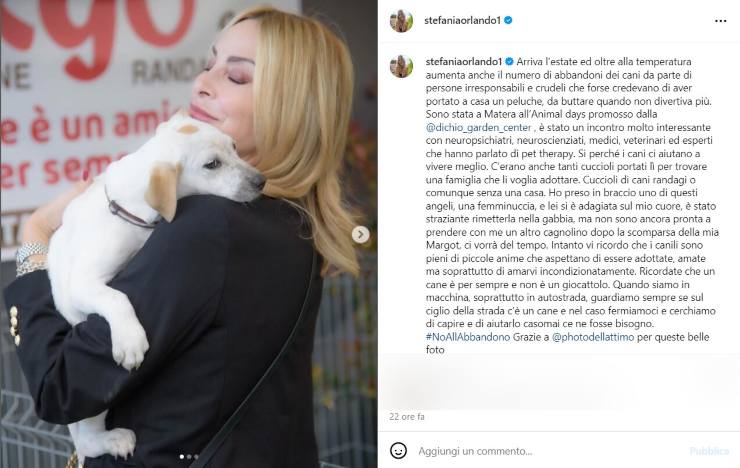 Stefania Orlando contro l'abbandono dei cani